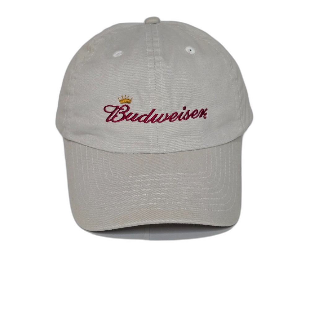 Budweiser Official Product Script Logo Dad Hat | Men's Strapback | Stone
